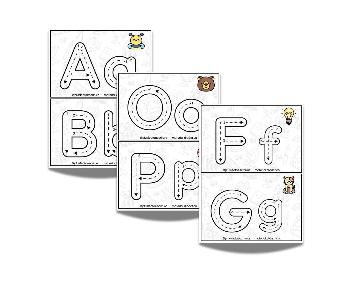 Tarjetas trazo de abecedario
